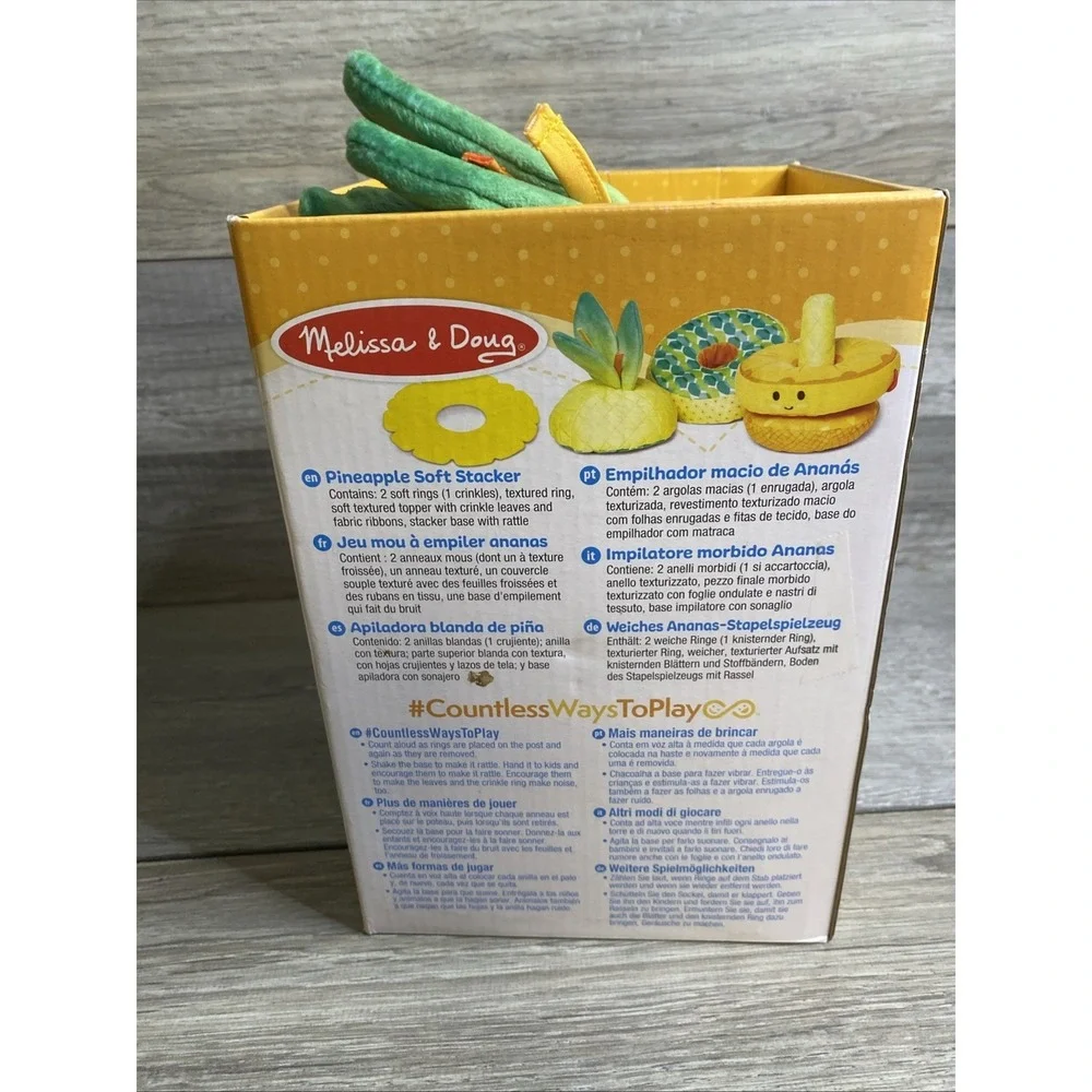Melissa & Doug Multi-Sensory Pineapple Soft Stacker Infant Toy - Adorable/ New!